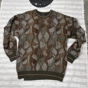 VINTAGE Brandini SWEATER 3D RAISED KNIT SZ L PULLOVER COOGIE STYLE COSBY GRANDPA